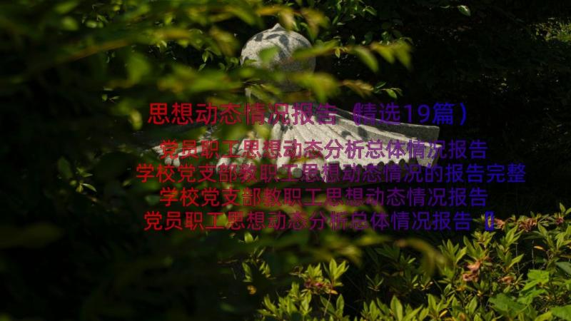 思想动态情况报告（精选19篇）