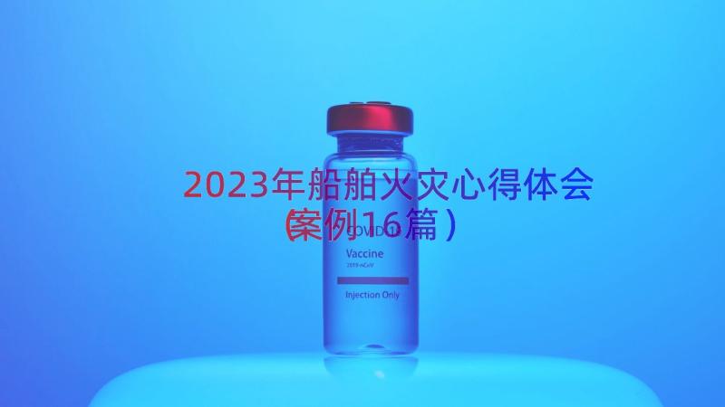 2023年船舶火灾心得体会案例