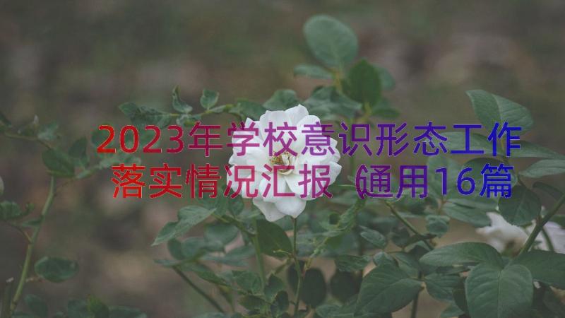 2023年学校意识形态工作落实情况汇报（通用16篇）