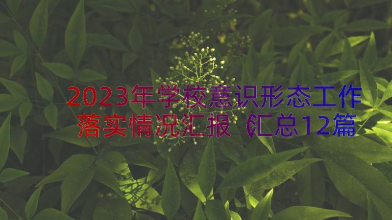 2023年学校意识形态工作落实情况汇报（汇总12篇）