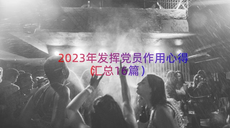 2023年发挥党员作用心得（汇总16篇）