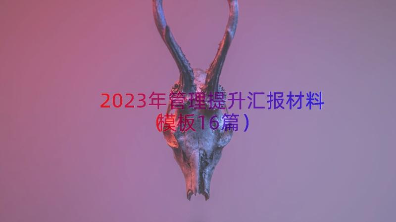 2023年管理提升汇报材料（模板16篇）