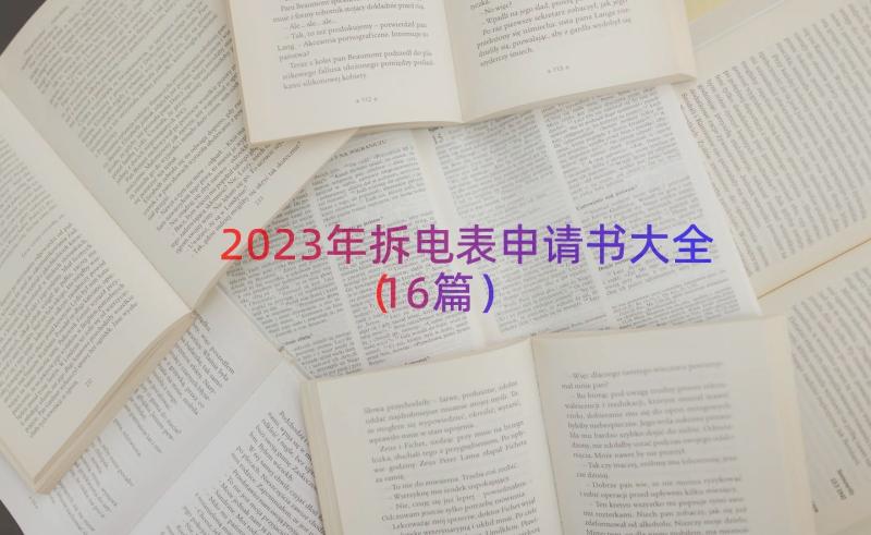 2023年拆电表申请书大全（16篇）