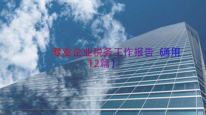 专业企业税务工作报告（通用12篇）