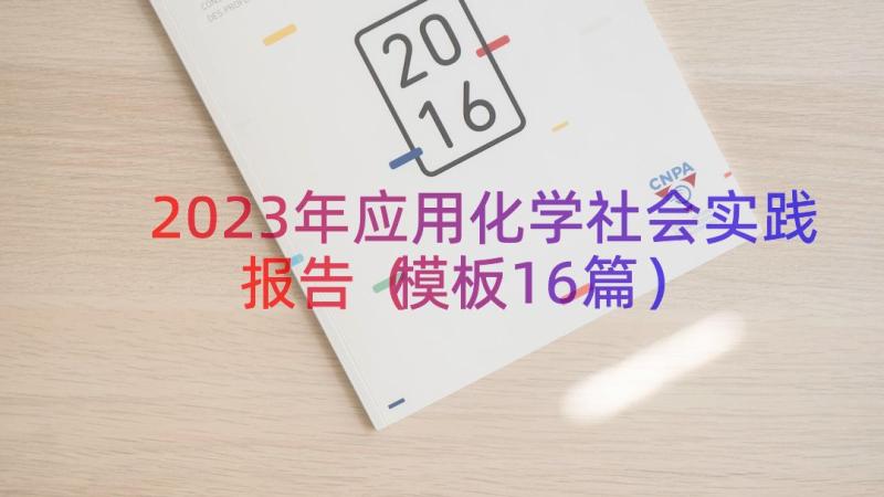 2023年应用化学社会实践报告（模板16篇）