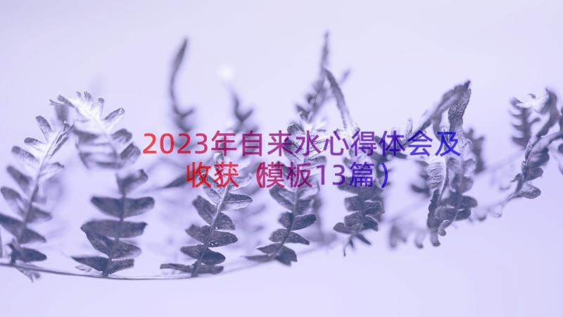 2023年自来水心得体会及收获（模板13篇）