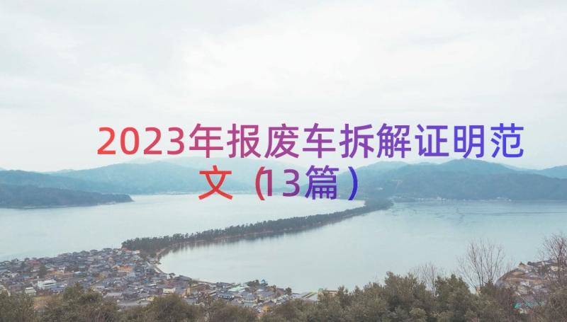 2023年报废车拆解证明范文（13篇）