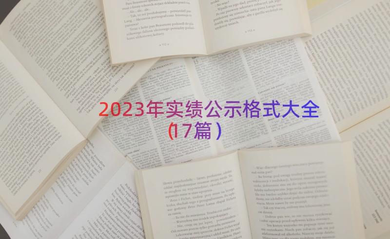 2023年实绩公示格式大全（17篇）