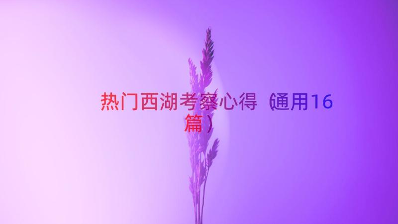 热门西湖考察心得（通用16篇）