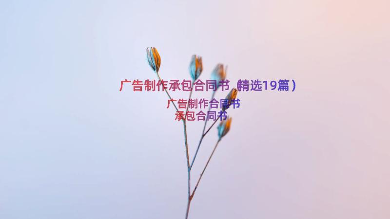 广告制作承包合同书（精选19篇）