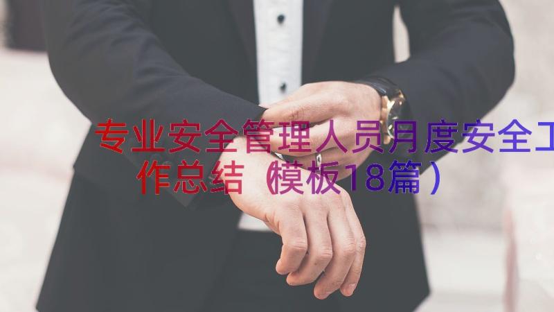 专业安全管理人员月度安全工作总结（模板18篇）