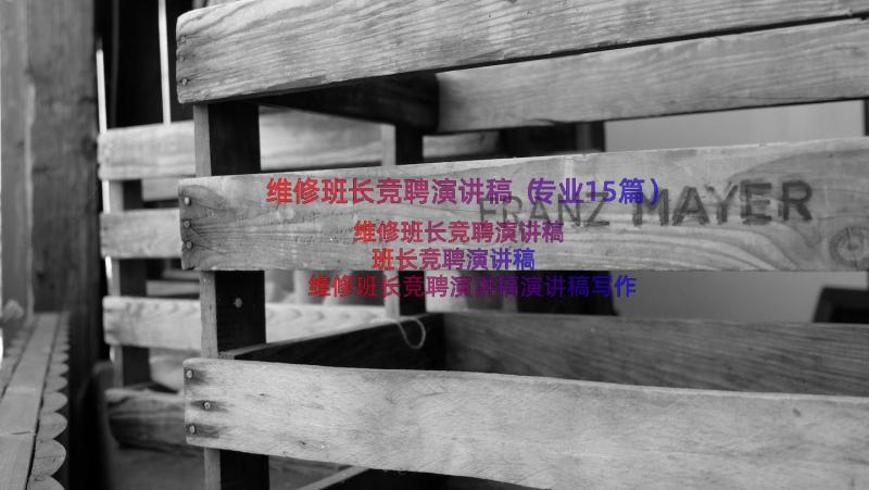 维修班长竞聘演讲稿（专业15篇）