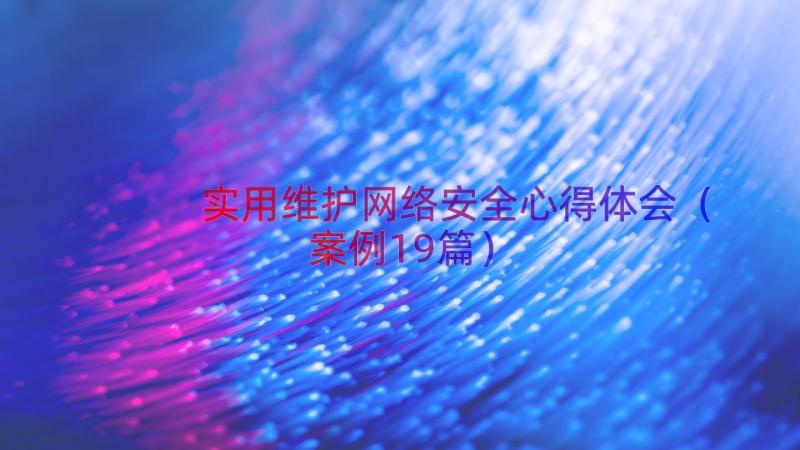 实用维护网络安全心得体会（案例19篇）