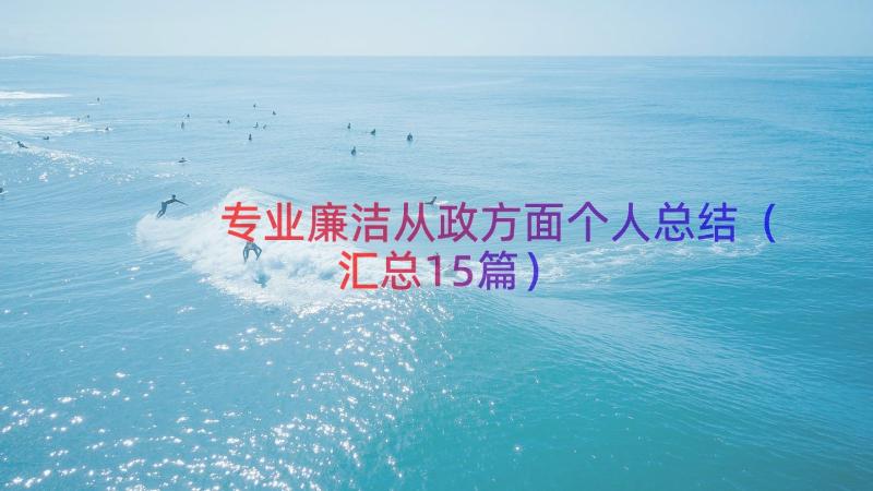 专业廉洁从政方面个人总结（汇总15篇）