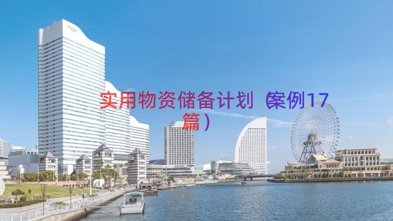 实用物资储备计划（案例17篇）