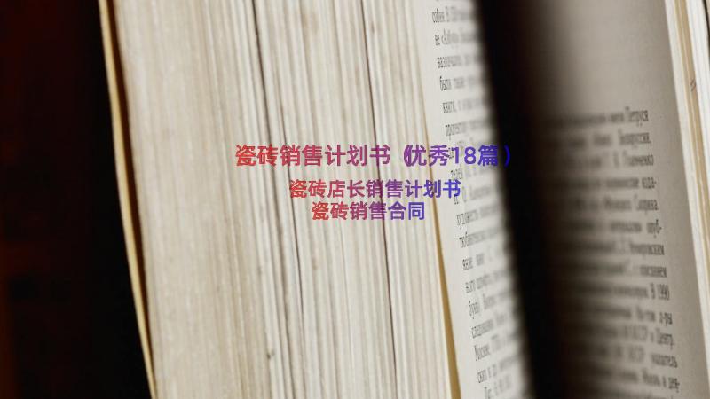 瓷砖销售计划书（优秀18篇）