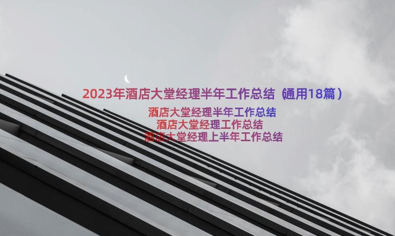 2023年酒店大堂经理半年工作总结（通用18篇）