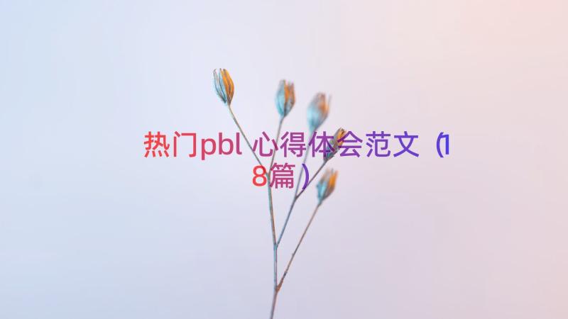 热门pbl心得体会范文（18篇）