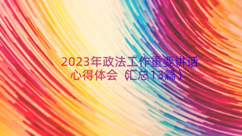 2023年政法工作重要讲话心得体会（汇总13篇）