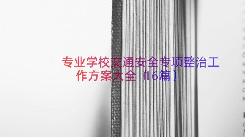 专业学校交通安全专项整治工作方案大全（16篇）