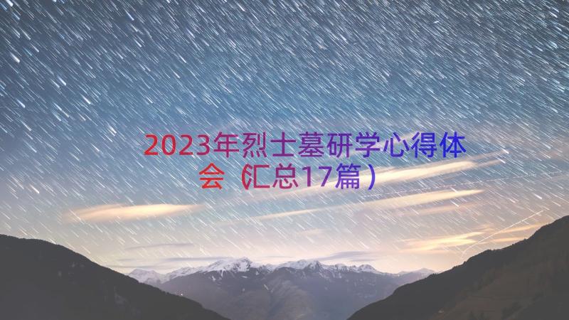 2023年烈士墓研学心得体会（汇总17篇）