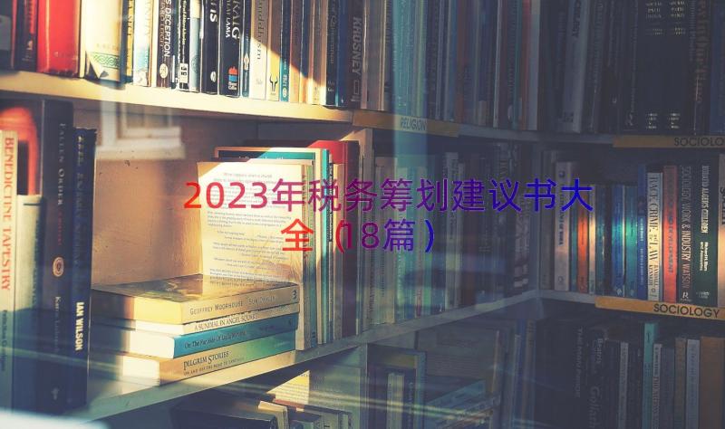 2023年税务筹划建议书大全（18篇）