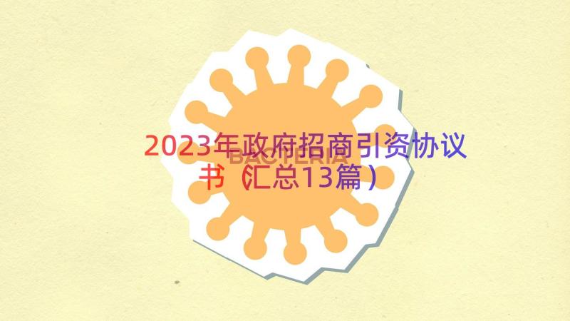 2023年政府招商引资协议书（汇总13篇）