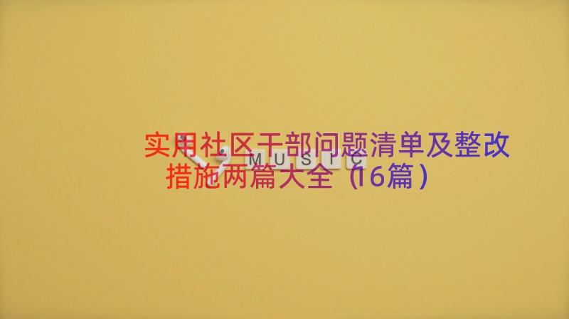 实用社区干部问题清单及整改措施两篇大全（16篇）