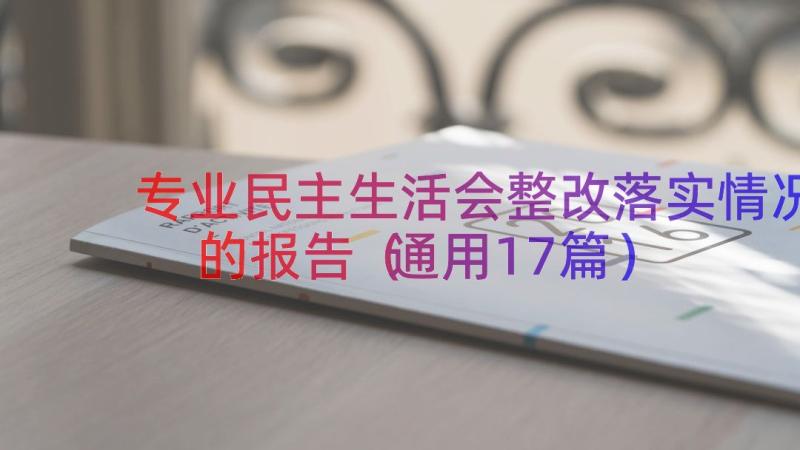 专业民主生活会整改落实情况的报告（通用17篇）