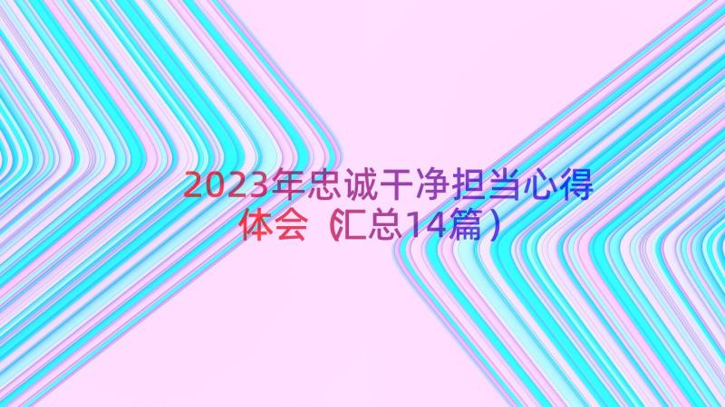 2023年忠诚干净担当心得体会（汇总14篇）