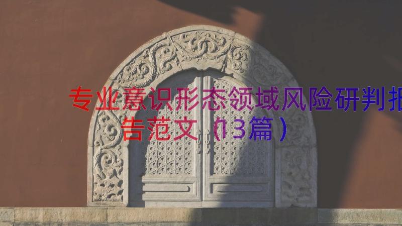 专业意识形态领域风险研判报告范文（13篇）