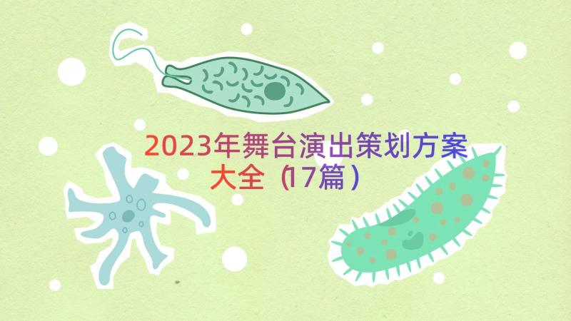 2023年舞台演出策划方案大全（17篇）