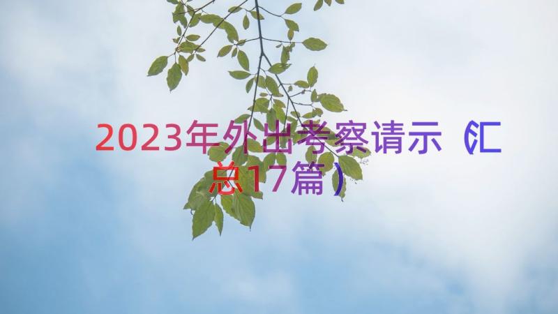 2023年外出考察请示（汇总17篇）