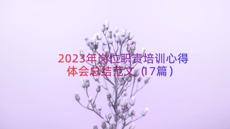 2023年岗位职责培训心得体会总结范文（17篇）