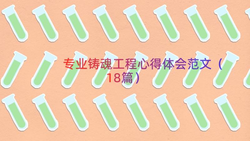 专业铸魂工程心得体会范文（18篇）