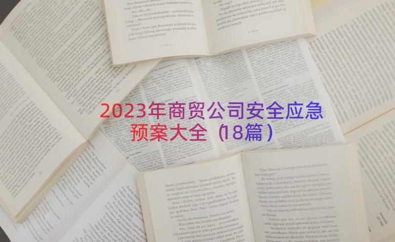 2023年商贸公司安全应急预案大全（18篇）