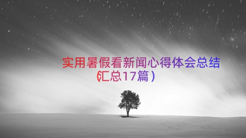 实用暑假看新闻心得体会总结（汇总17篇）