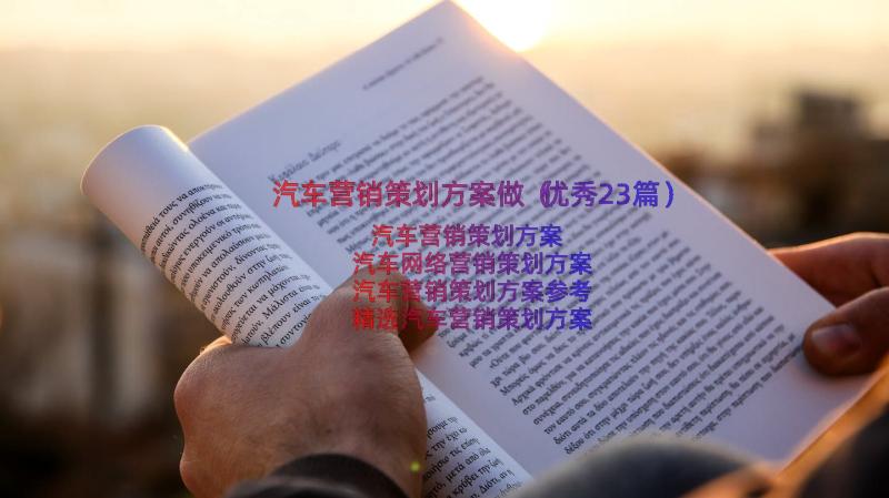 汽车营销策划方案做（优秀23篇）