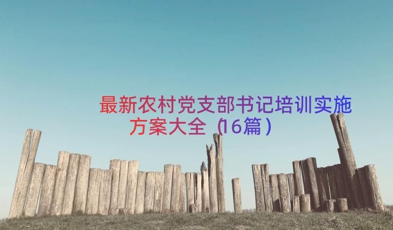 最新农村党支部书记培训实施方案大全（16篇）