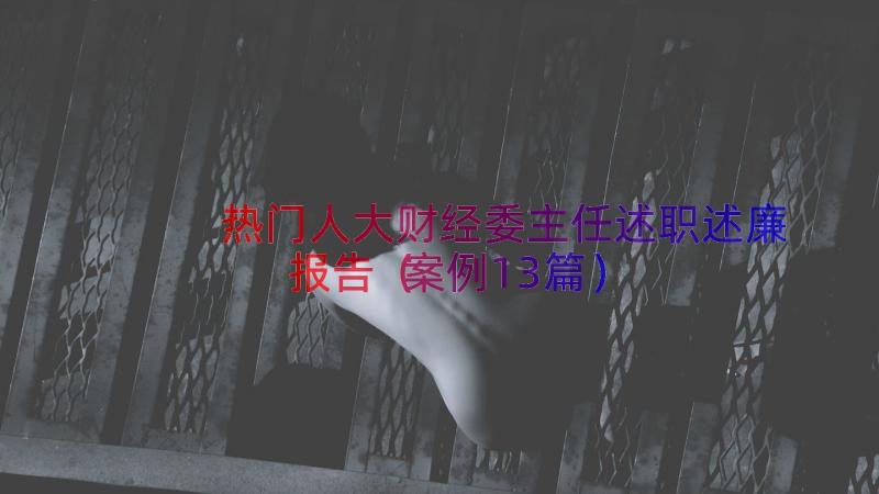 热门人大财经委主任述职述廉报告（案例13篇）