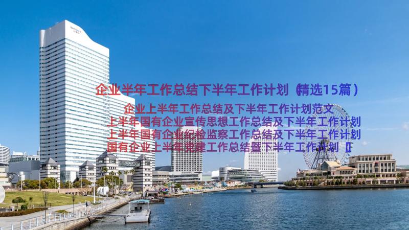 企业半年工作总结下半年工作计划（精选15篇）