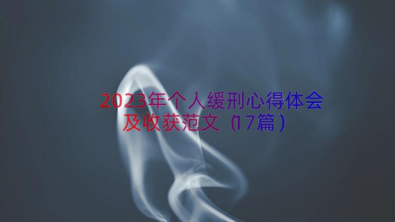 2023年个人缓刑心得体会及收获范文（17篇）