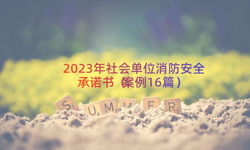 2023年社会单位消防安全承诺书（案例16篇）