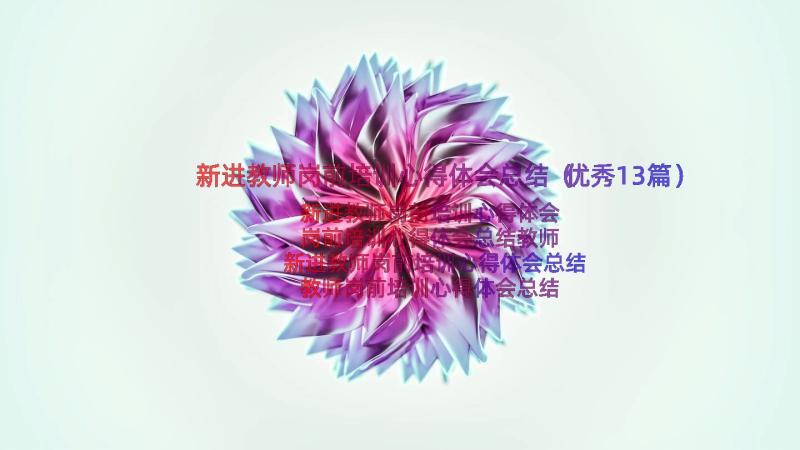 新进教师岗前培训心得体会总结（优秀13篇）