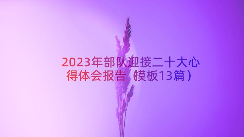 2023年部队迎接二十大心得体会报告（模板13篇）