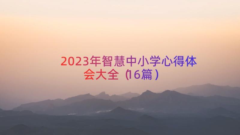 2023年智慧中小学心得体会大全（16篇）