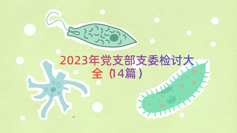 2023年党支部支委检讨大全（14篇）