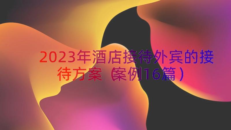 2023年酒店接待外宾的接待方案（案例16篇）