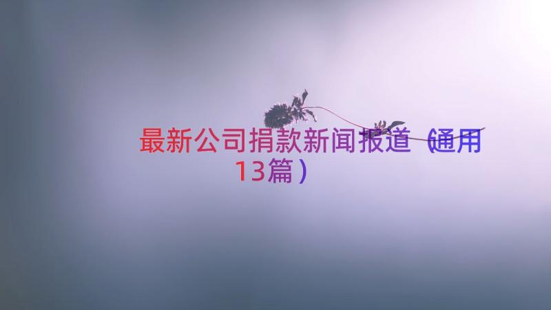 最新公司捐款新闻报道（通用13篇）