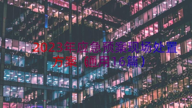 2023年应急预案现场处置方案（通用16篇）